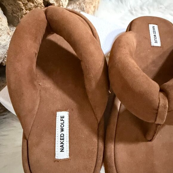 Naked Wolfe Hilary Brown Leather Platform Flip Flop Sandals EU 37 US 7 - Picture 8 of 10